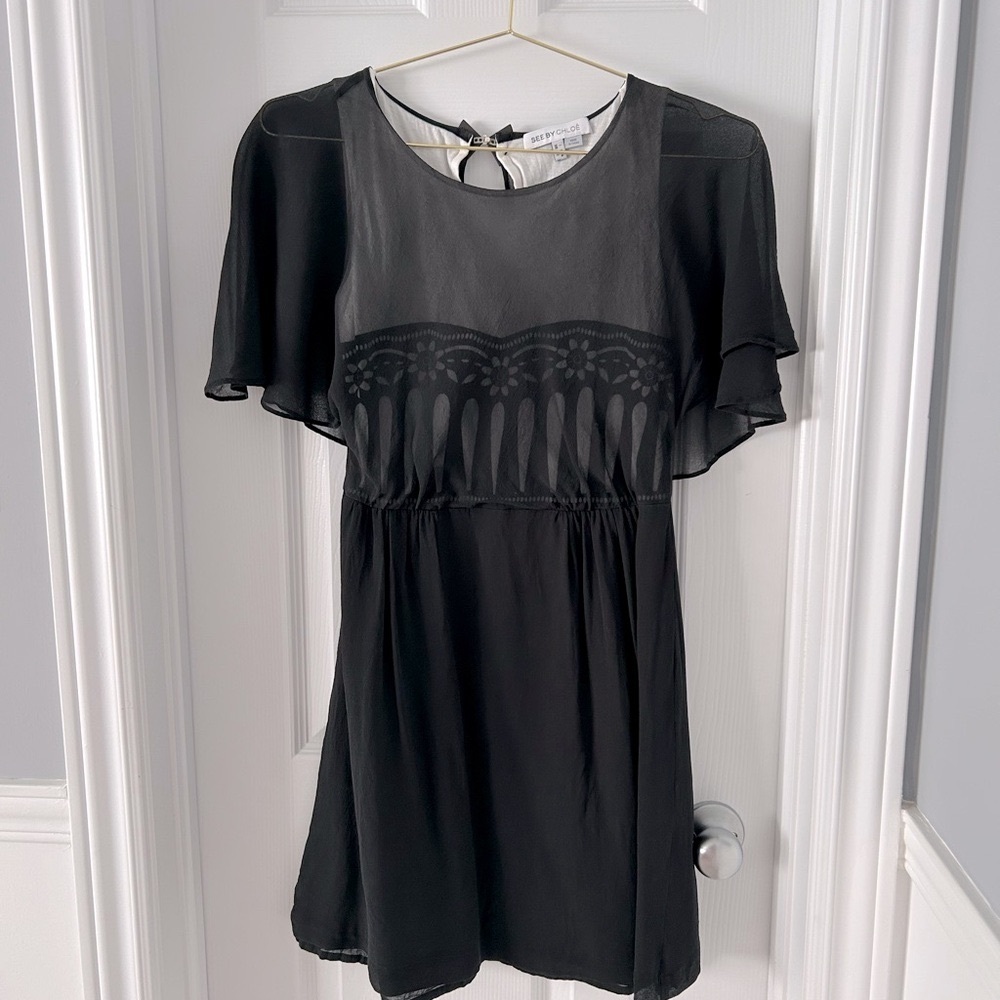 See By Chloe Black Silk Mini Dress